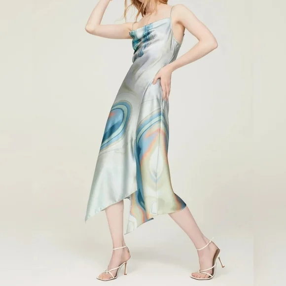 JONATHAN SIMKHAI Women's Watercolor Sleeveless Cowl-Neck Nellie Slip Dress, 10 - Picture 5 of 14